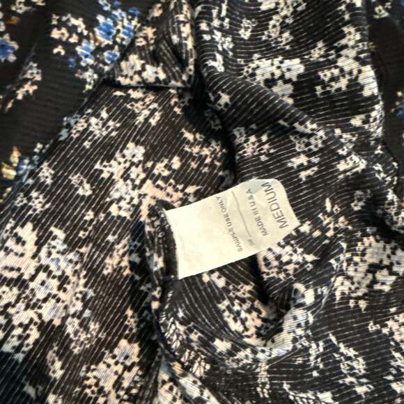 Free People Say Hello Black Ditsy Floral Mini Dress with Bell Sleeves - Picture 3 of 3